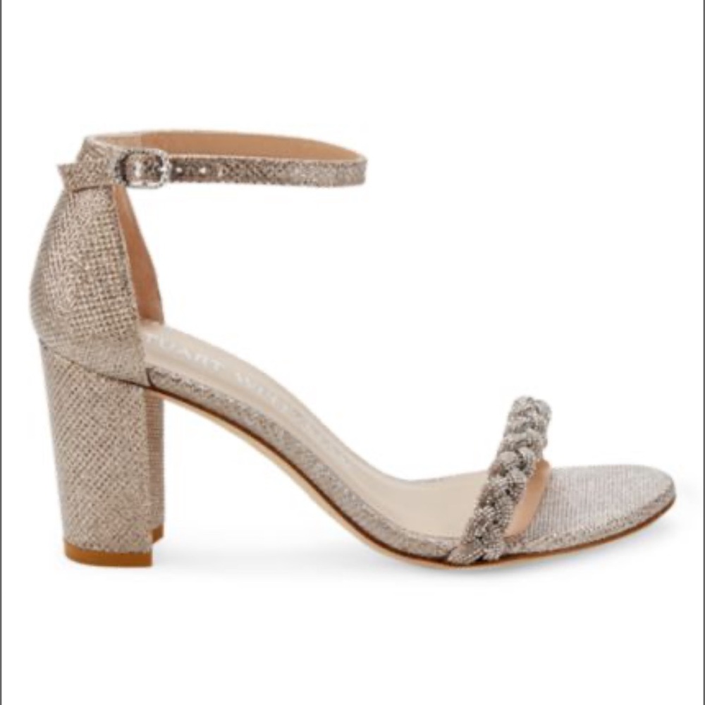 Stuart Weirzman Nearlynude Hishine Embellished Sandals